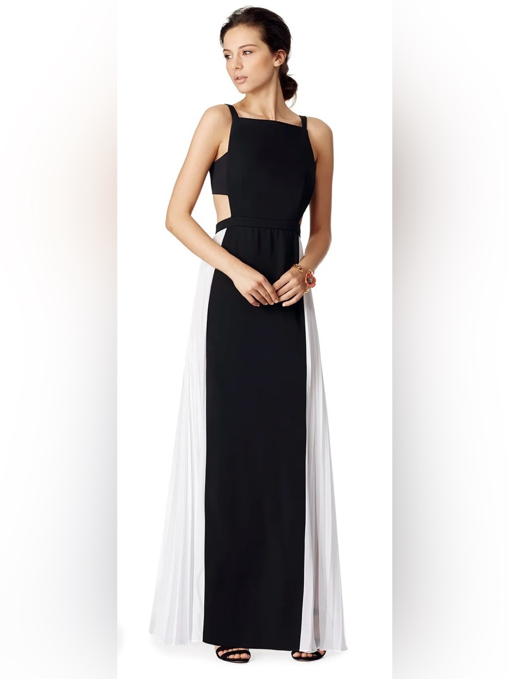 BCBGMaxAzria Brielle Maxi Dress Featuring Side Cutouts and Pleated Chiffon Panel - Picture 3 of 14
